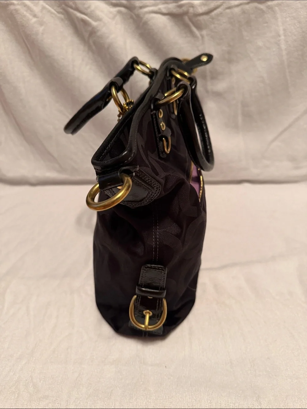 Coach Black Signature Tote with Gold Hardware